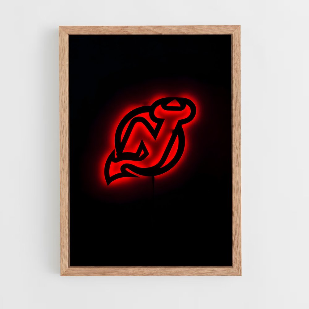 Poster Néon Rouge – affiche Hockey sur glace (vue 4)